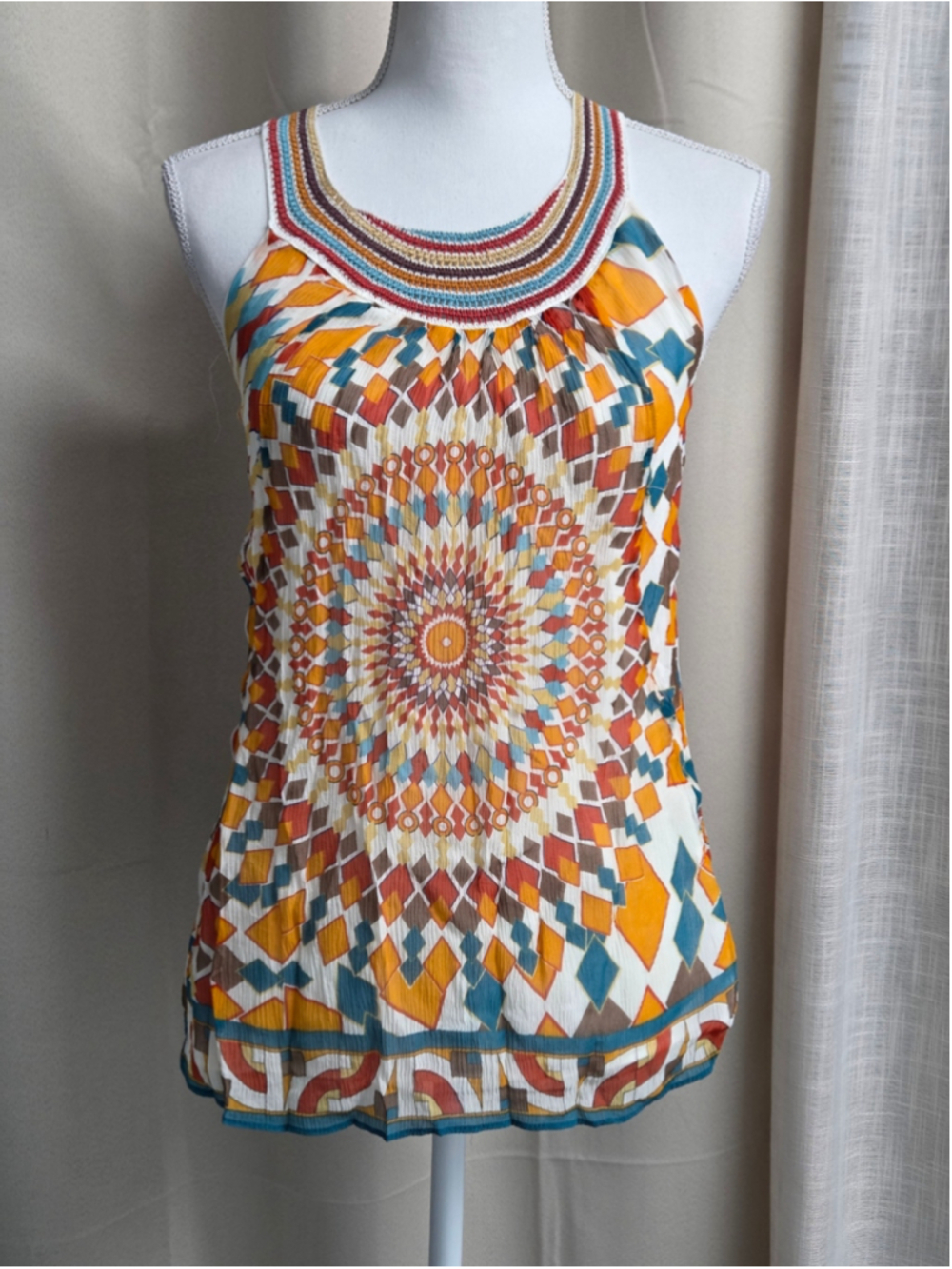 INC International Concepts Boho Festival Psychedelic 100% Silk Size 4P